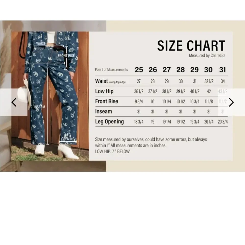 NEW Cali 1850 Western All Over Printed Straight Leg Jean - Picture 4 of 6